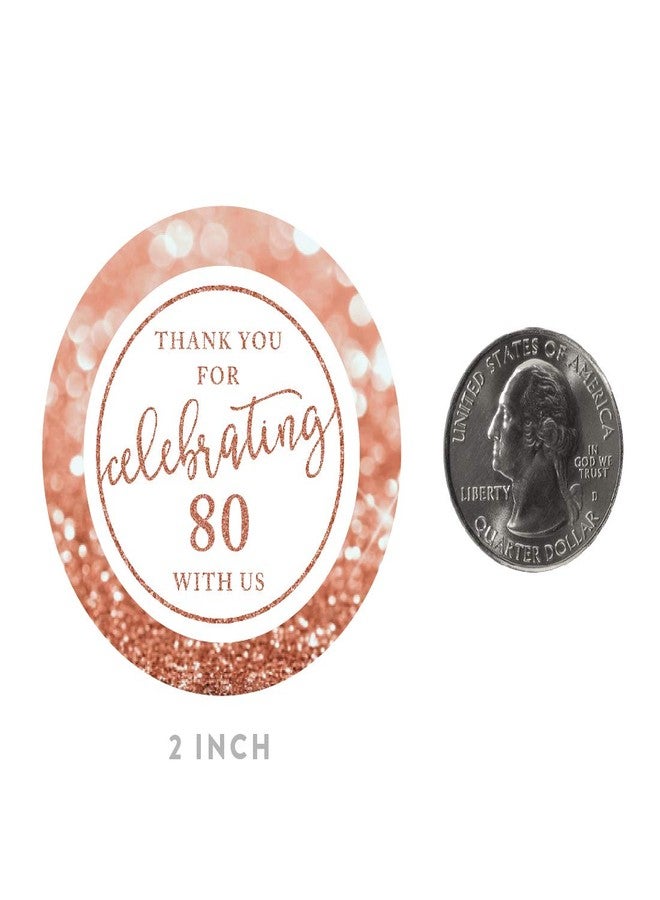 Andaz Press Glitzy Faux Rose Gold Glitter Round Sticker Labels, Thank You for Celebrating 80 with Us, 80th Birthday or Anniversary, 40-Pack - Image 5